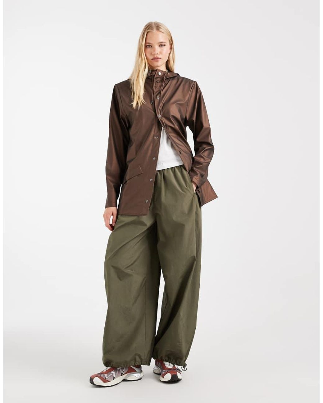 Rains Brown 12010 Waterproof Hooded Short Jacket