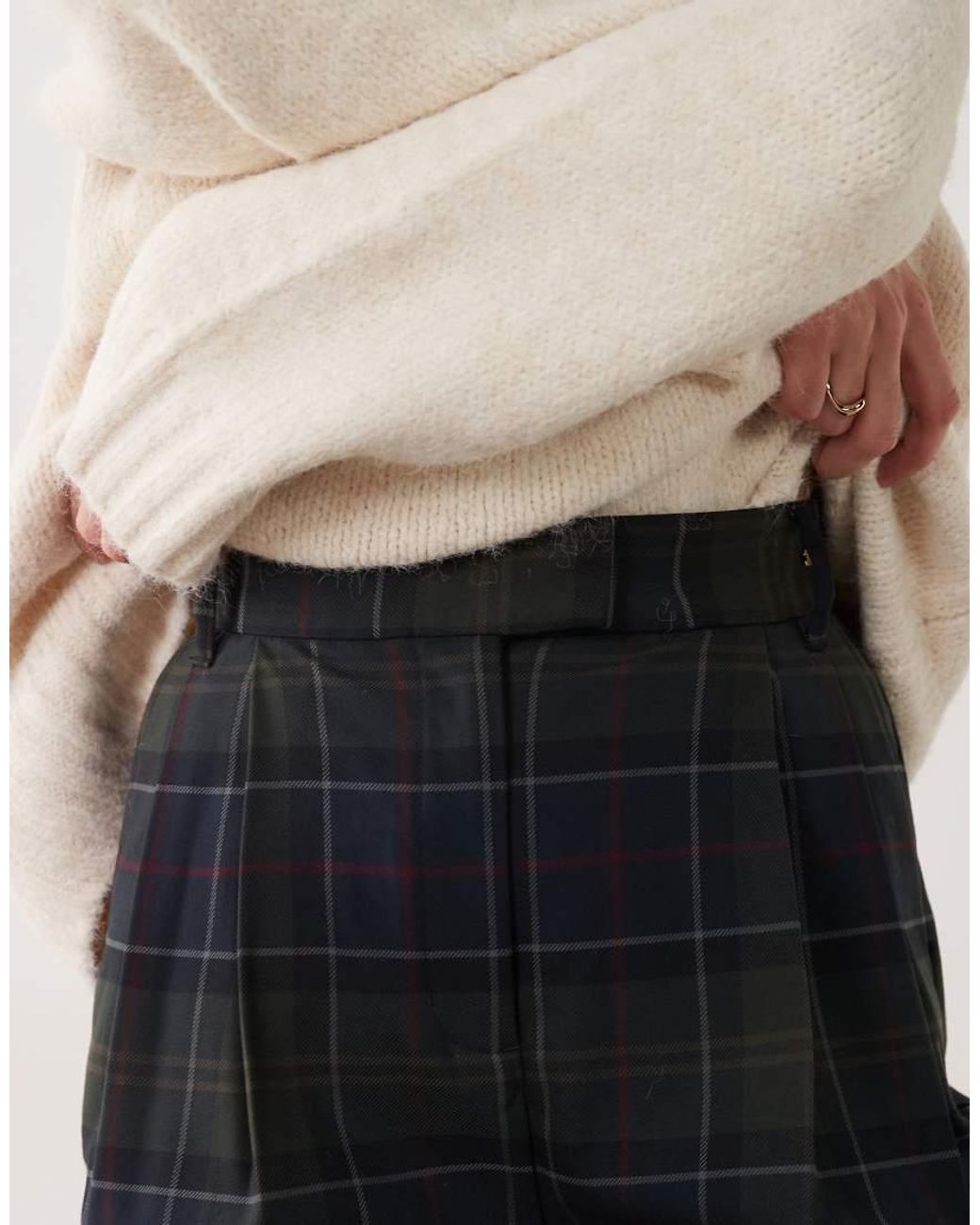 Barbour Natural Delilah Straight Leg Tartan Check Trousers
