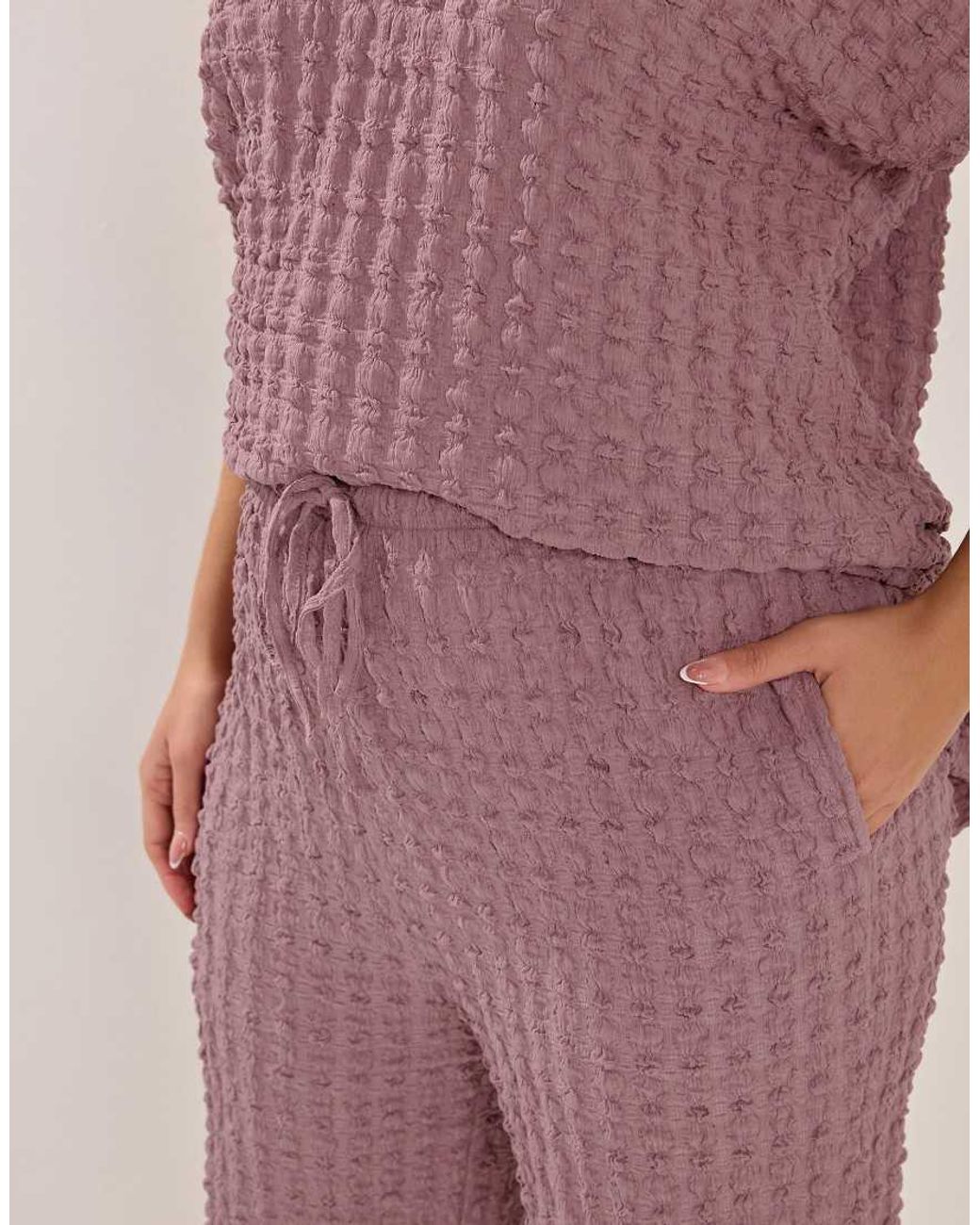 Yours Clothing Pink Bubble Textured Wide Leg Trousers