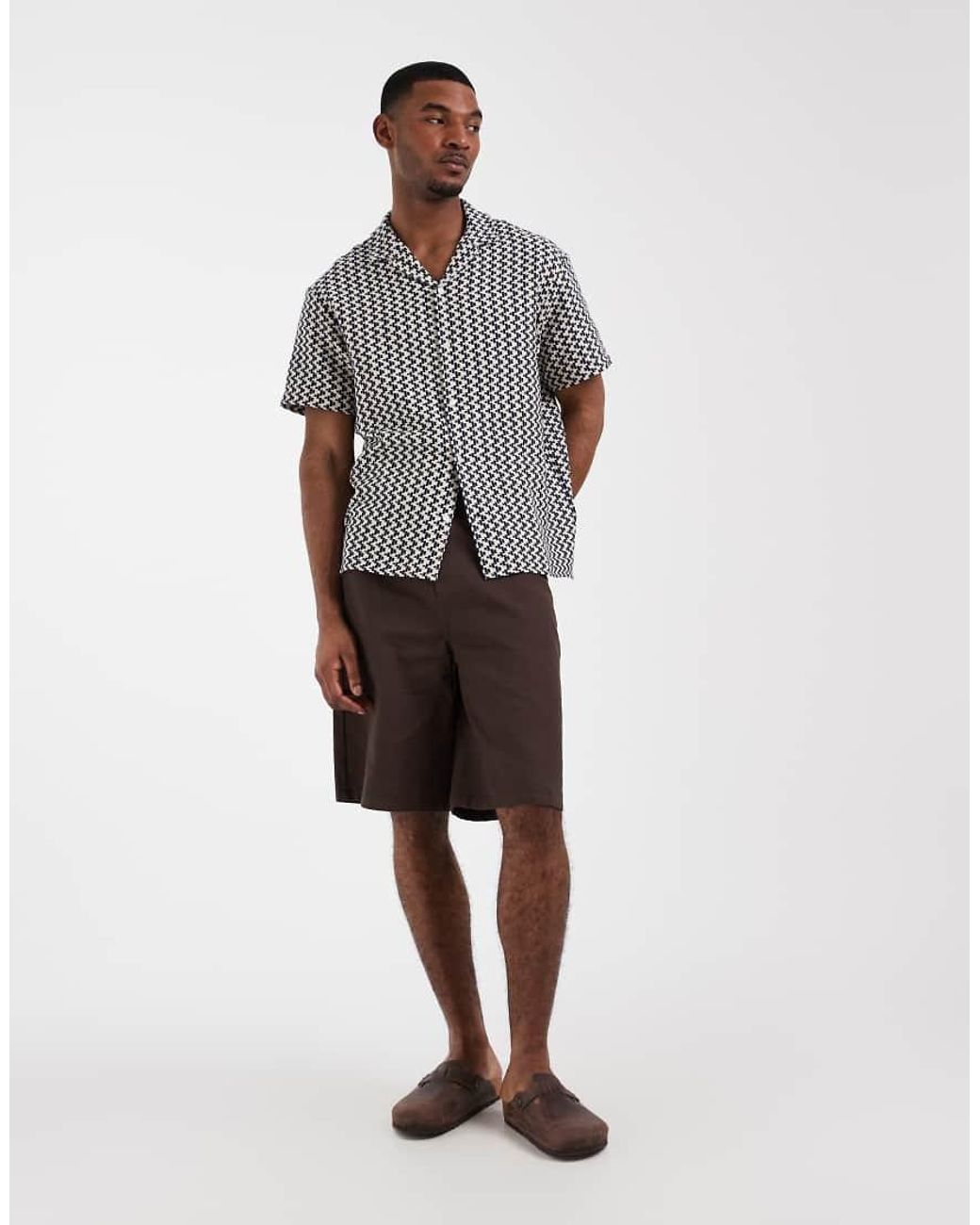 Jack & Jones Gray Textured Print Shirt for men