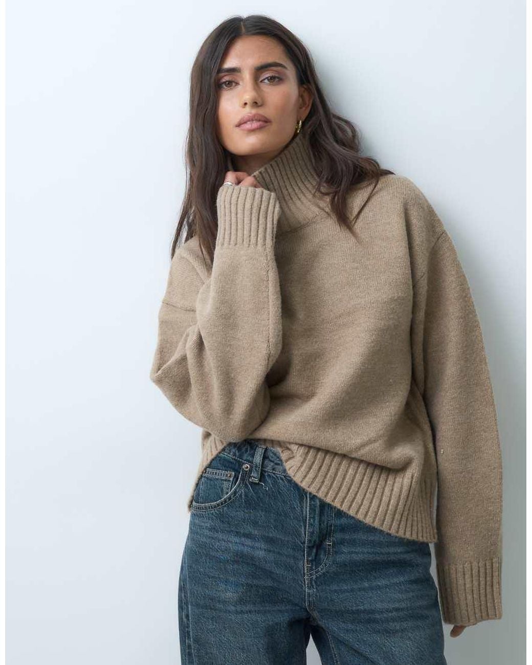 Gina Tricot Brown Knitted Turtleneck Sweater