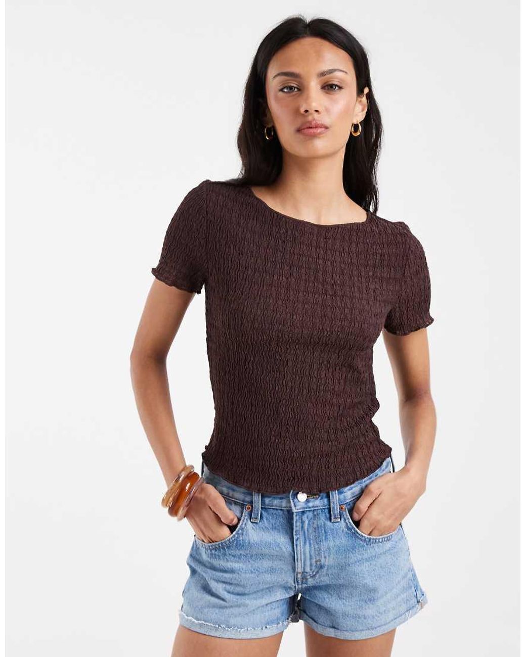 ONLY Purple Textured Fitted Top
