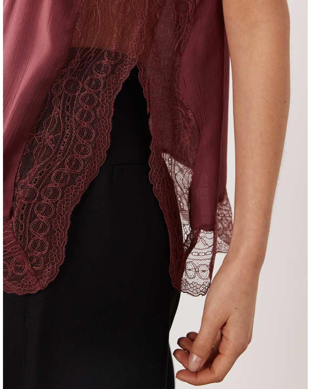 Jdy Red Lace Details Cami Top