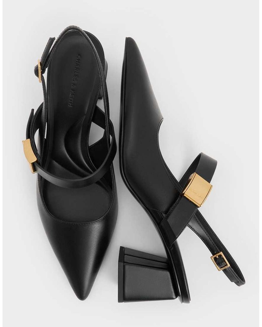 Charles & Keith Black Yvette Mary Jane Slingback Pumps