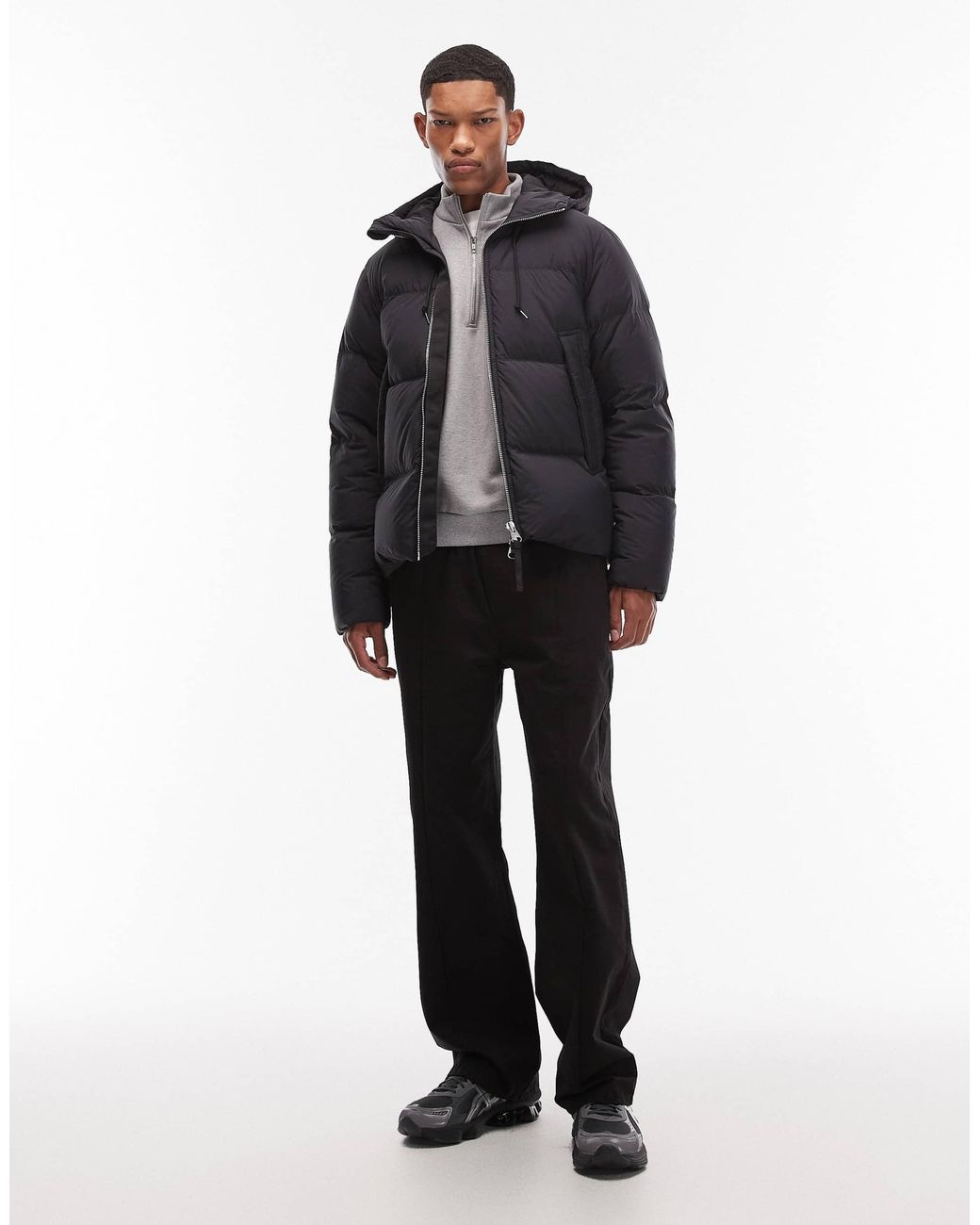 ARKET Gray Down Filled Puffer Jacket With Hood for men