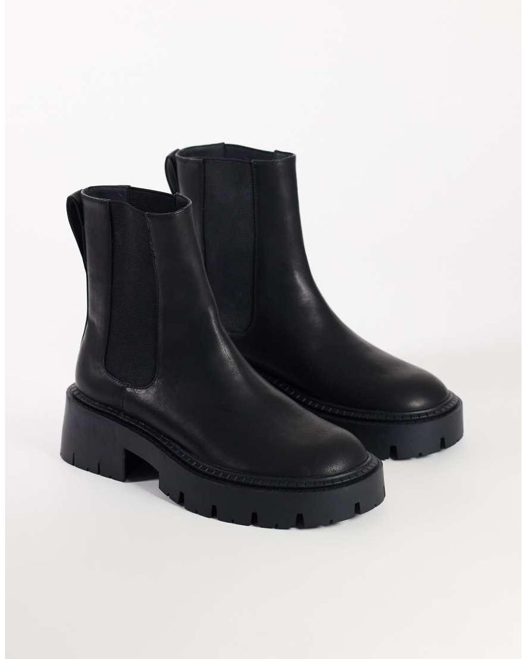 TOPSHOP Black Leon Chunky Chelsea Ankle Boot