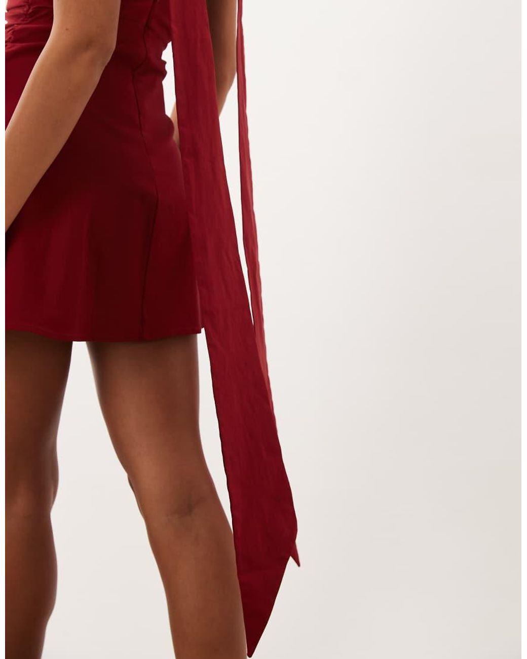 TFNC London Red Bengaline V Back Draped Mini Dress