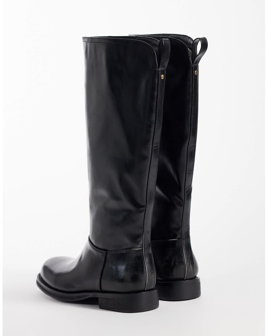 Public Desire Black Sheldon Round Toe Knee Boots