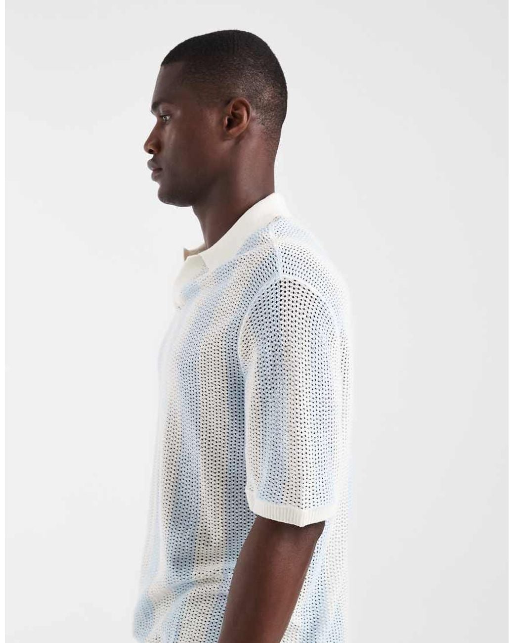 Hollister White Knitted Short Sleeve Rugby Polo for men