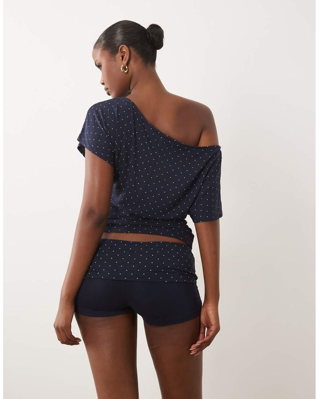 Gina Tricot Blue Fold Over Lounge Short Co-ord