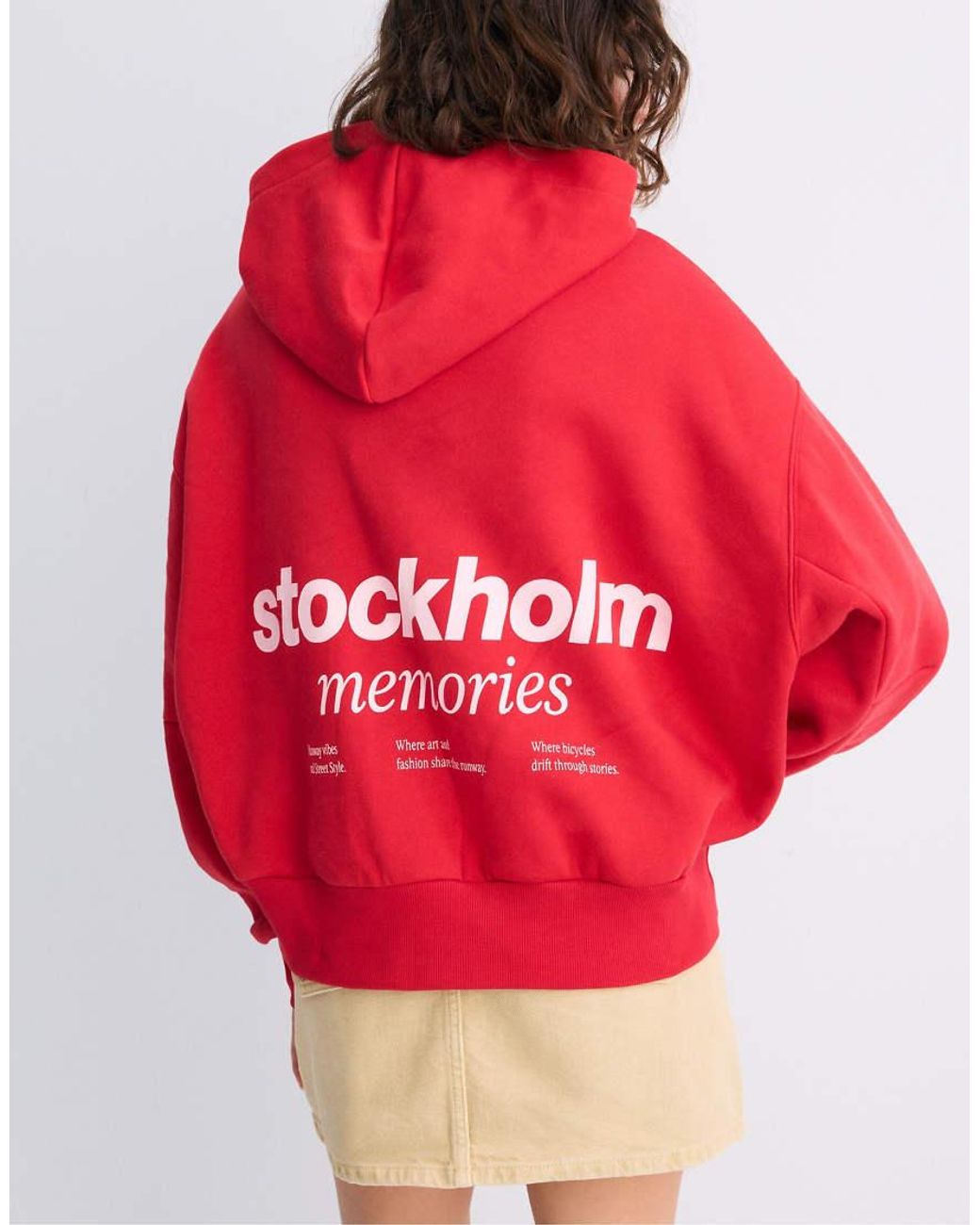 Stradivarius Red Zip-Up Hoodie