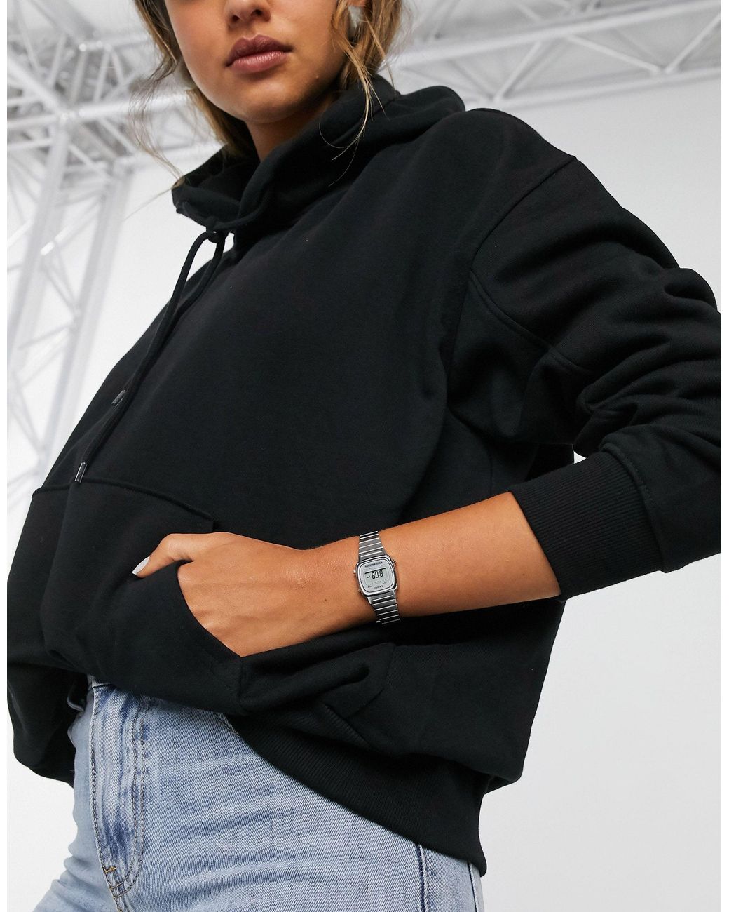 casio silver mini digital watch