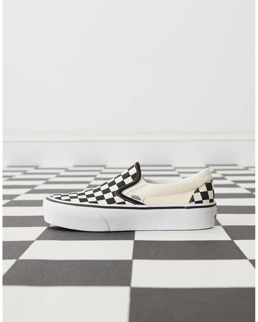Vans White Classic Slip-on Platform Checkerboard Trainers