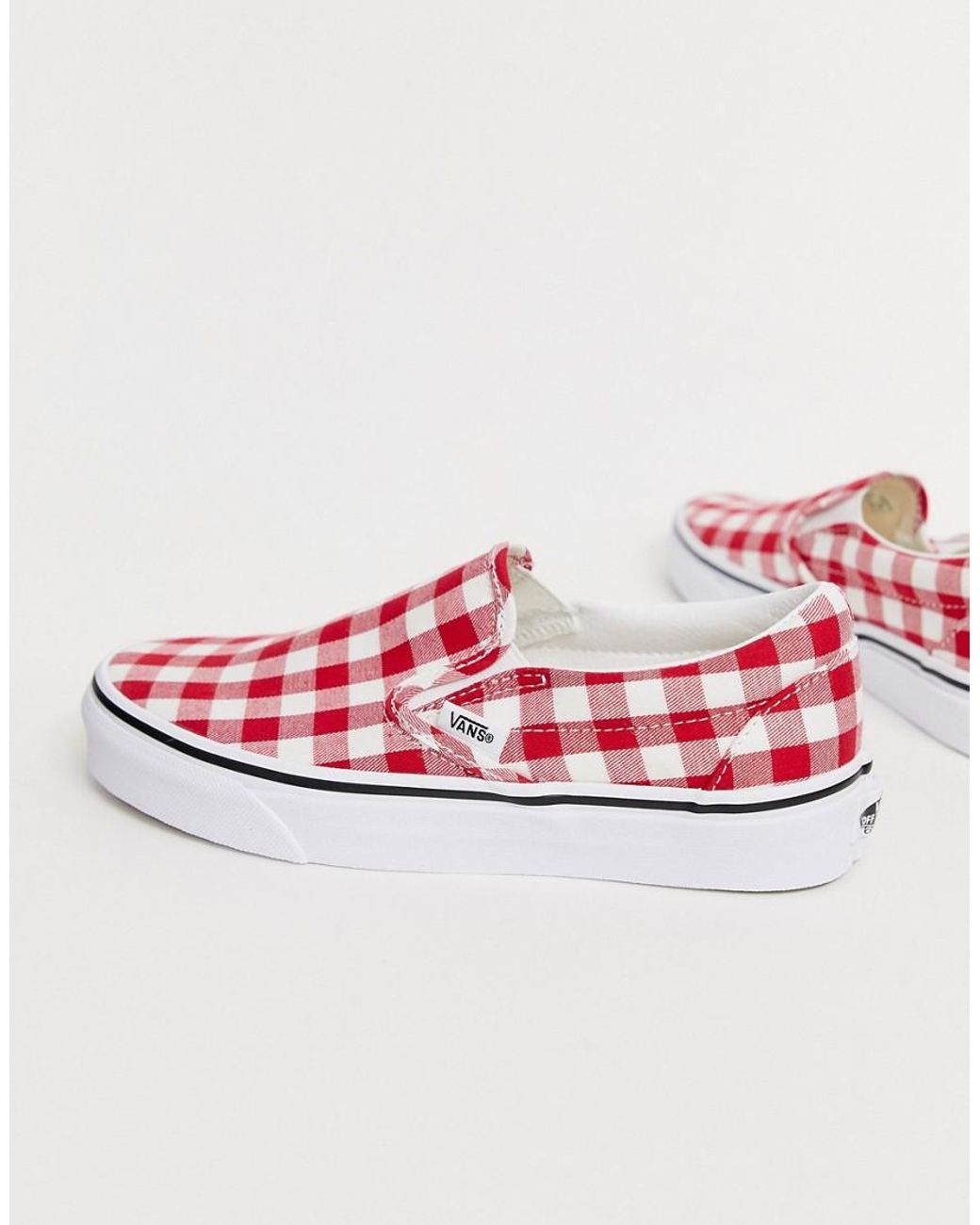 Vans Slip-on Red Gingham Trainers | Lyst