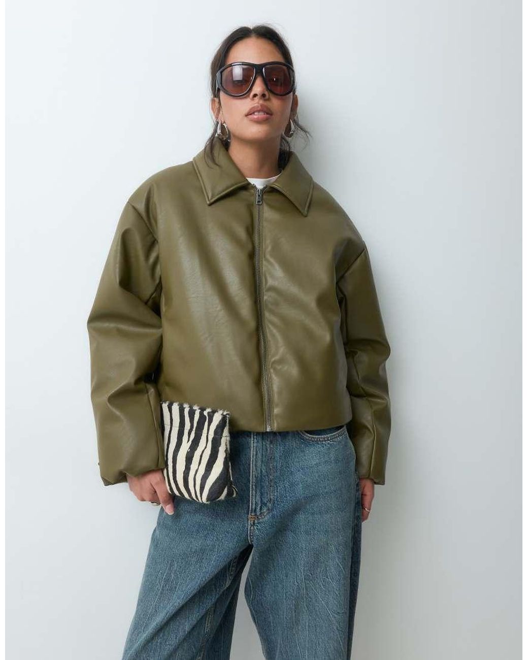 JJXX Green Faux Leather Bomber Jacket