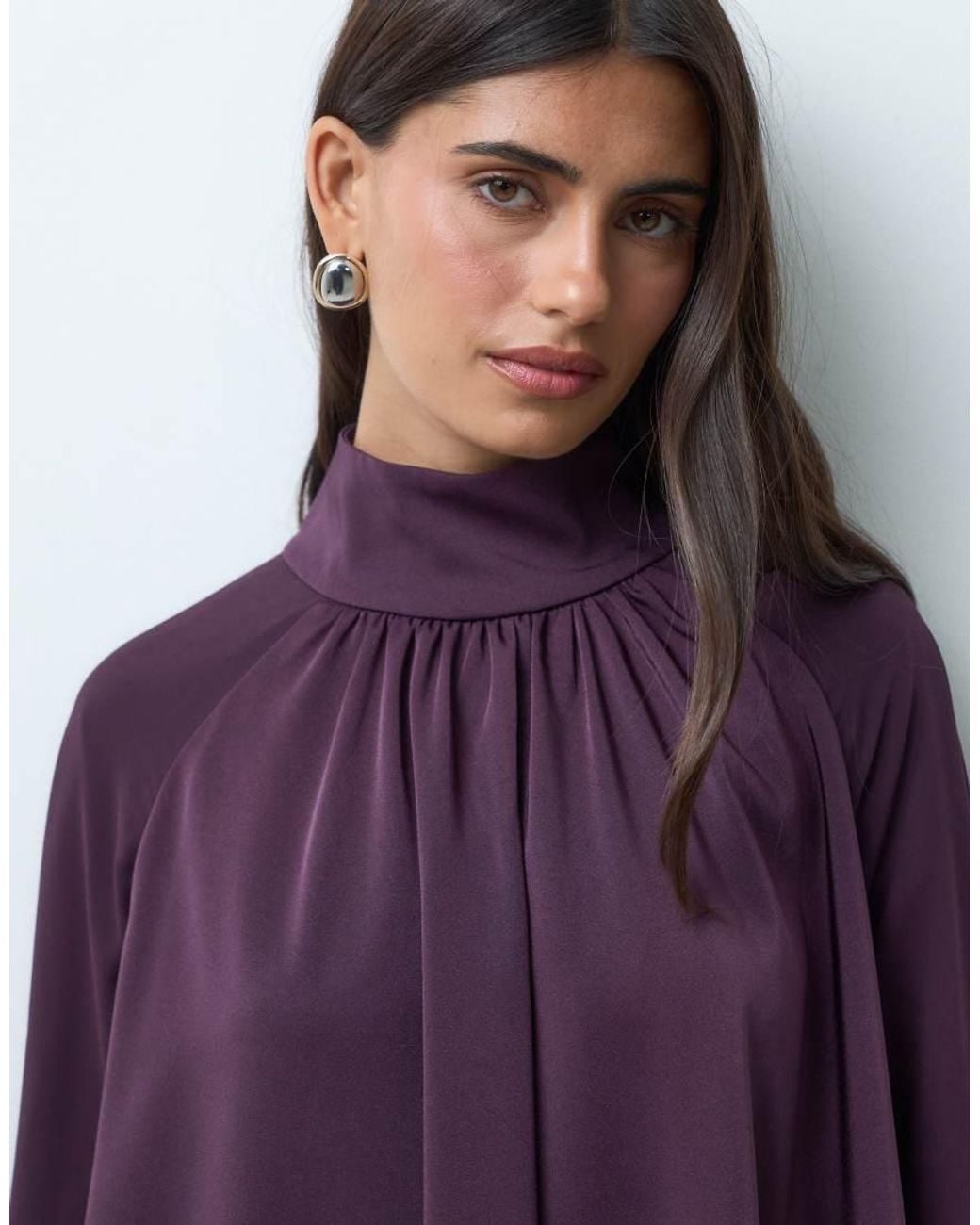 Iyal Purple Chiffon High Neck Cape Top Co-ord
