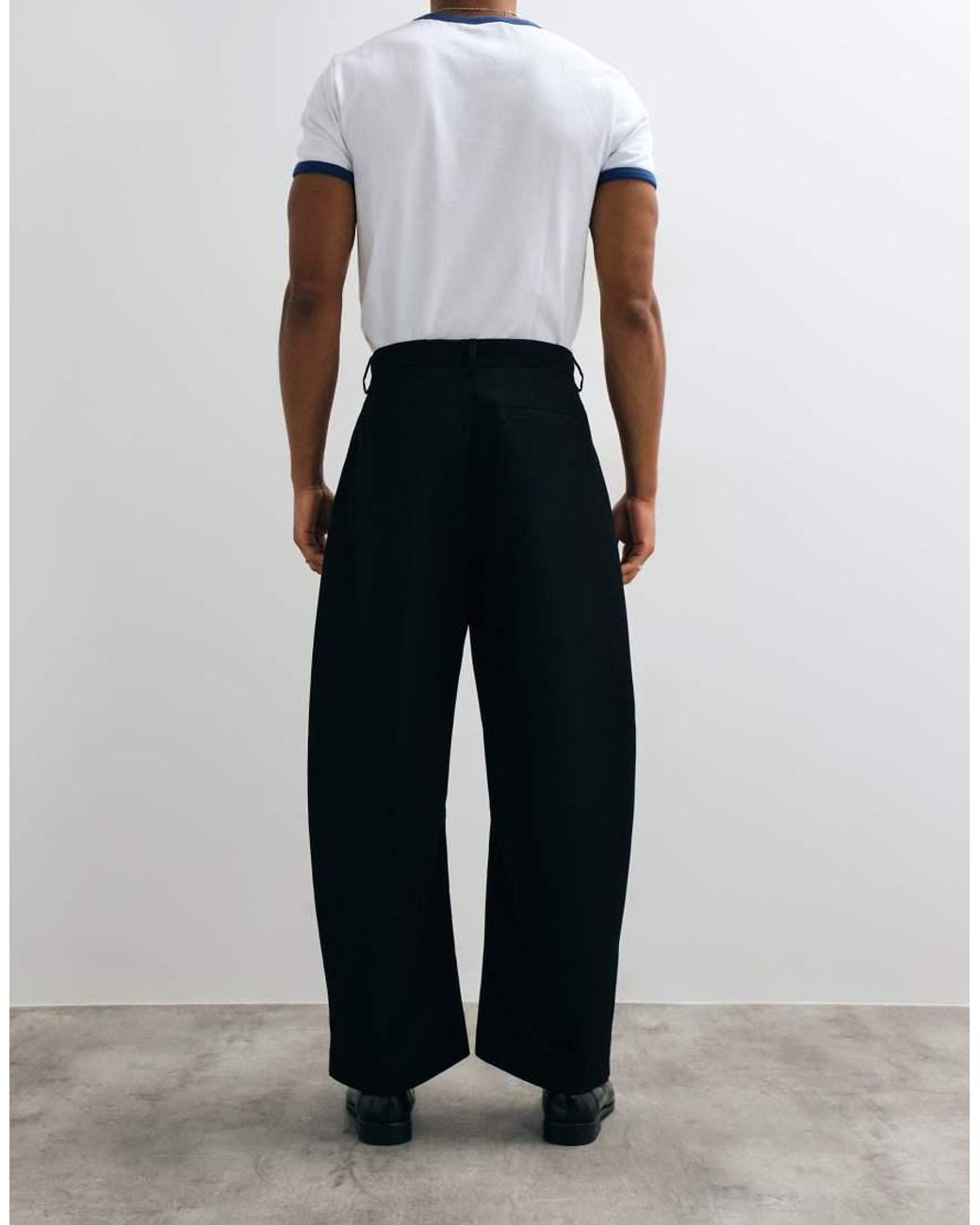 ASOS Blue Tailored Barrel Trousers for men