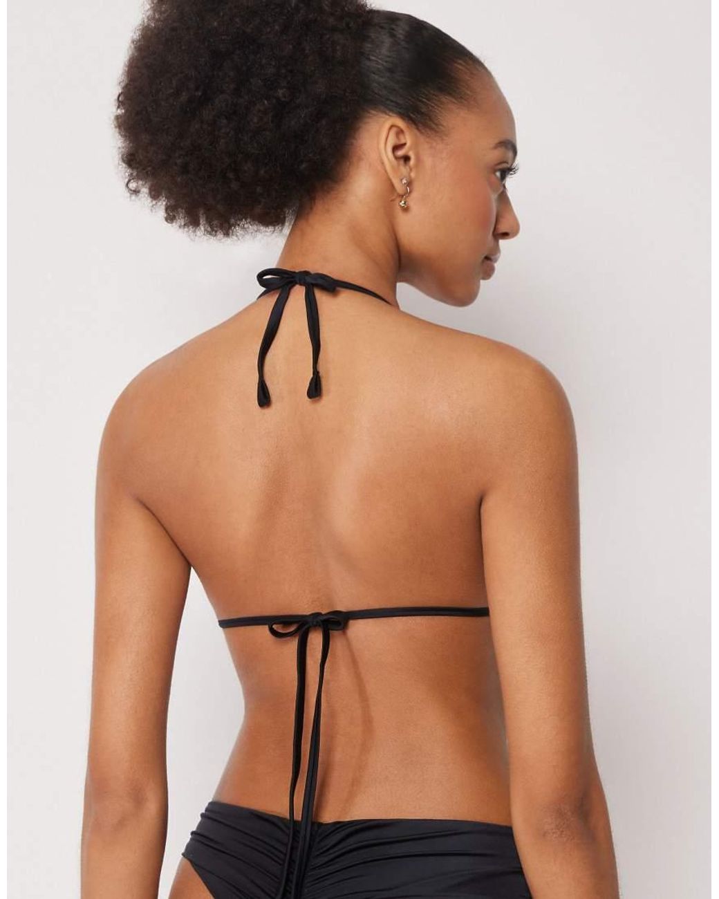 Calzedonia Black Shiny Satin Triangle Bikini Top