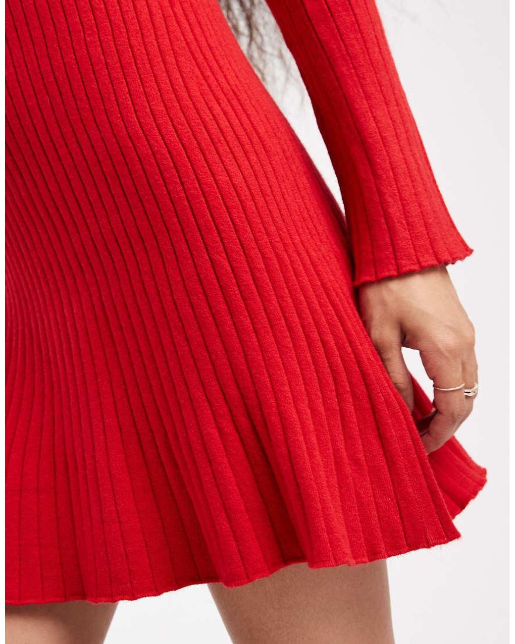 Only Petite Red Mini Knitted Skater Dress