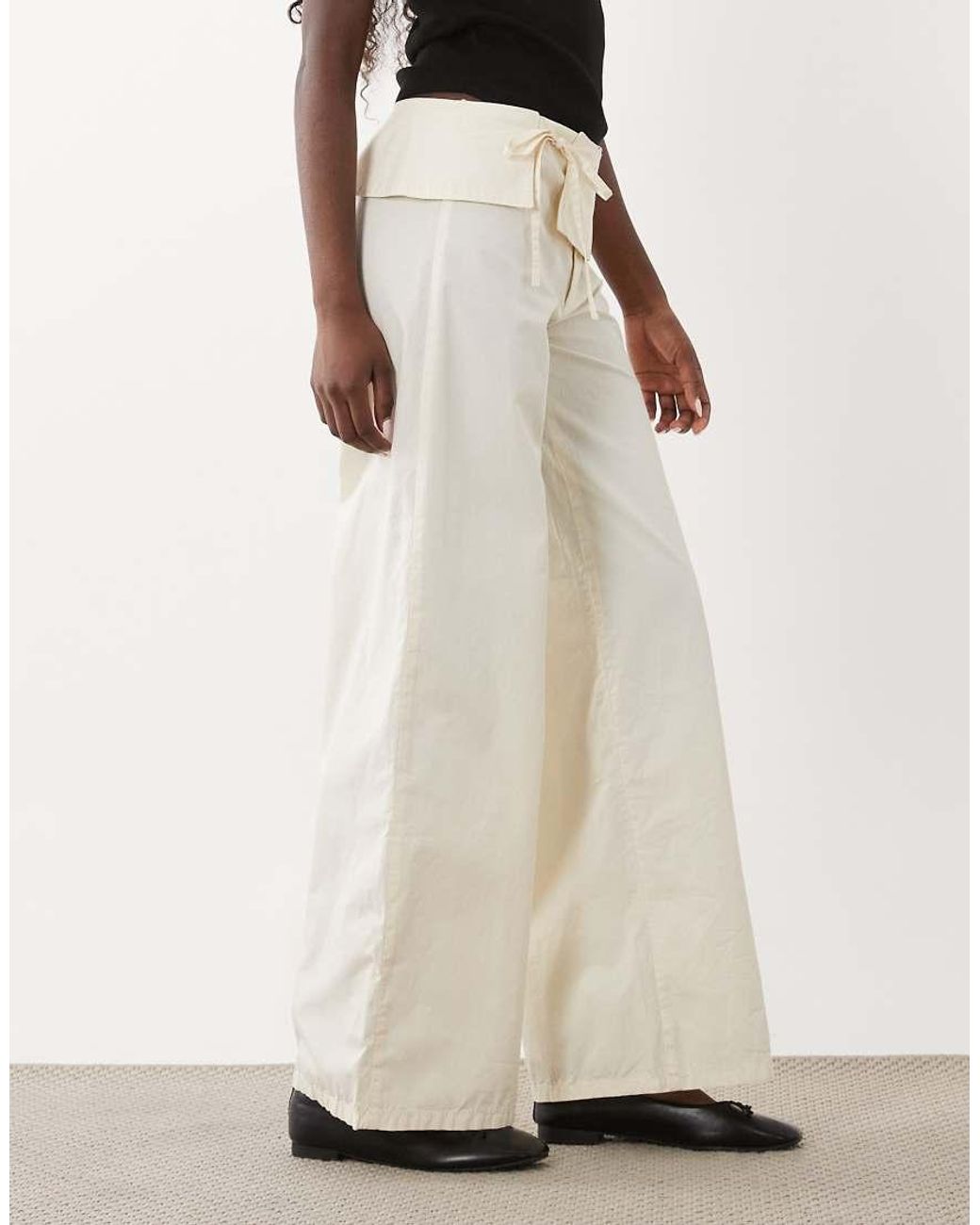 ASOS White Wrap Fold Over Waist Trouser