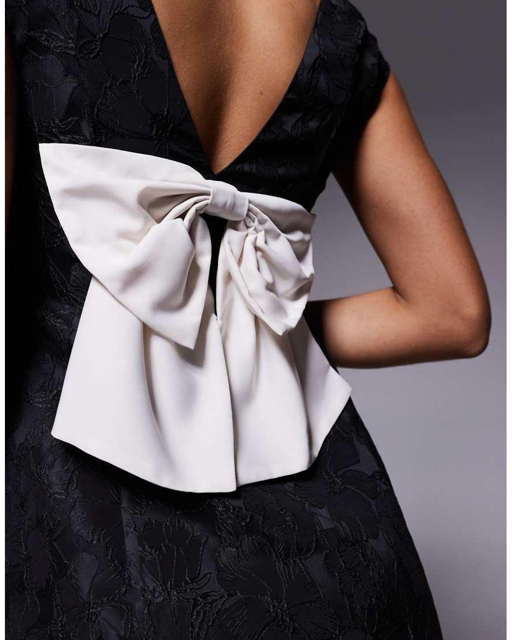 New Look Blue Jacquard Bow Skater Mini Dress