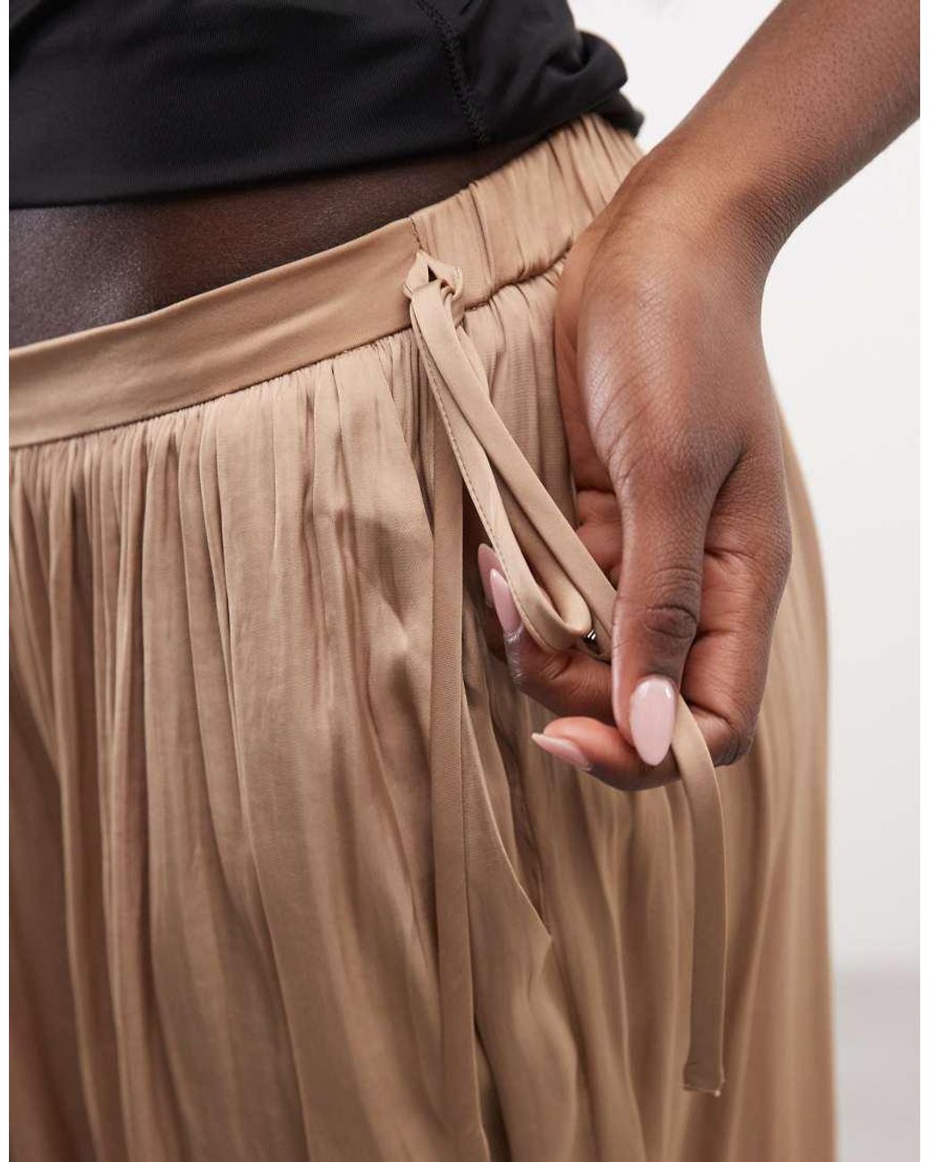 AllSaints Natural Eshe Tie Detail Pleated Balloon Pants