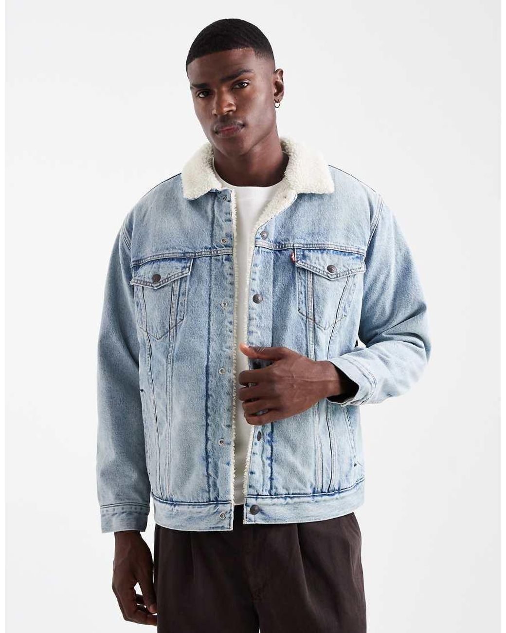 Levi's Blue Relaxed Fit Sherpa Denim Trucker Jacket for men