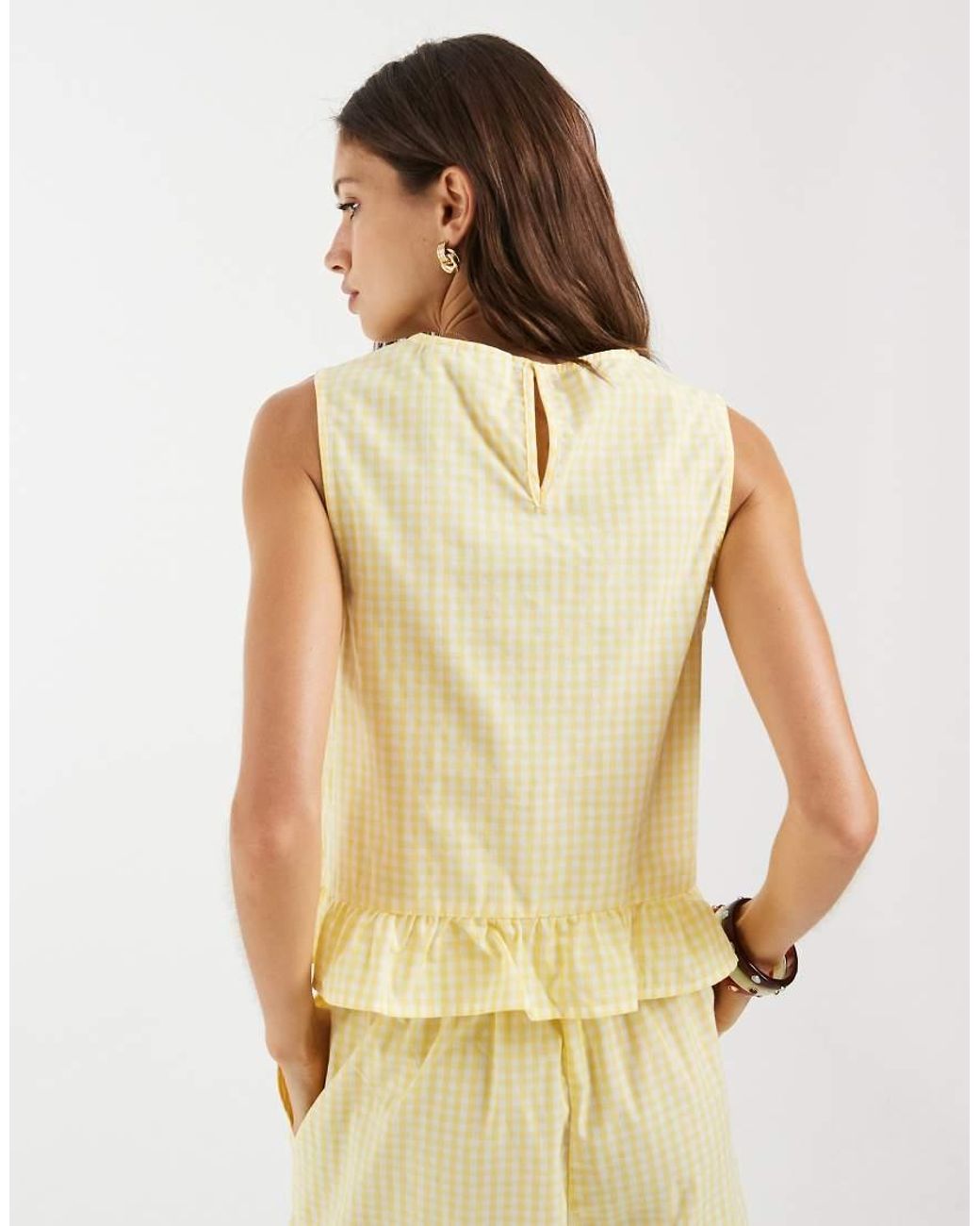 Pieces Natural Sleeveless Top Co-ord With Frill Hem