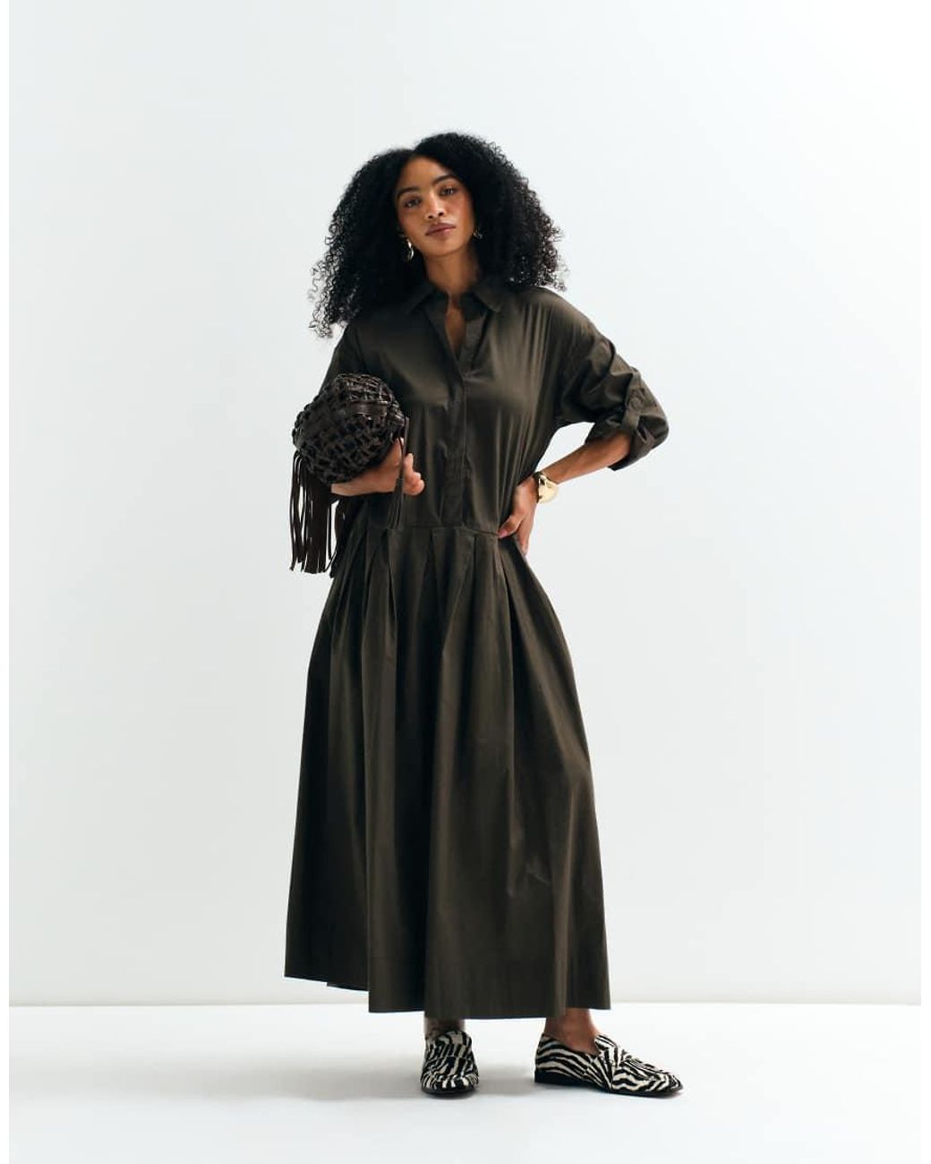ASOS Black Asos Adaptive Magnetic Popper Button Thru Skirt Midi Dress