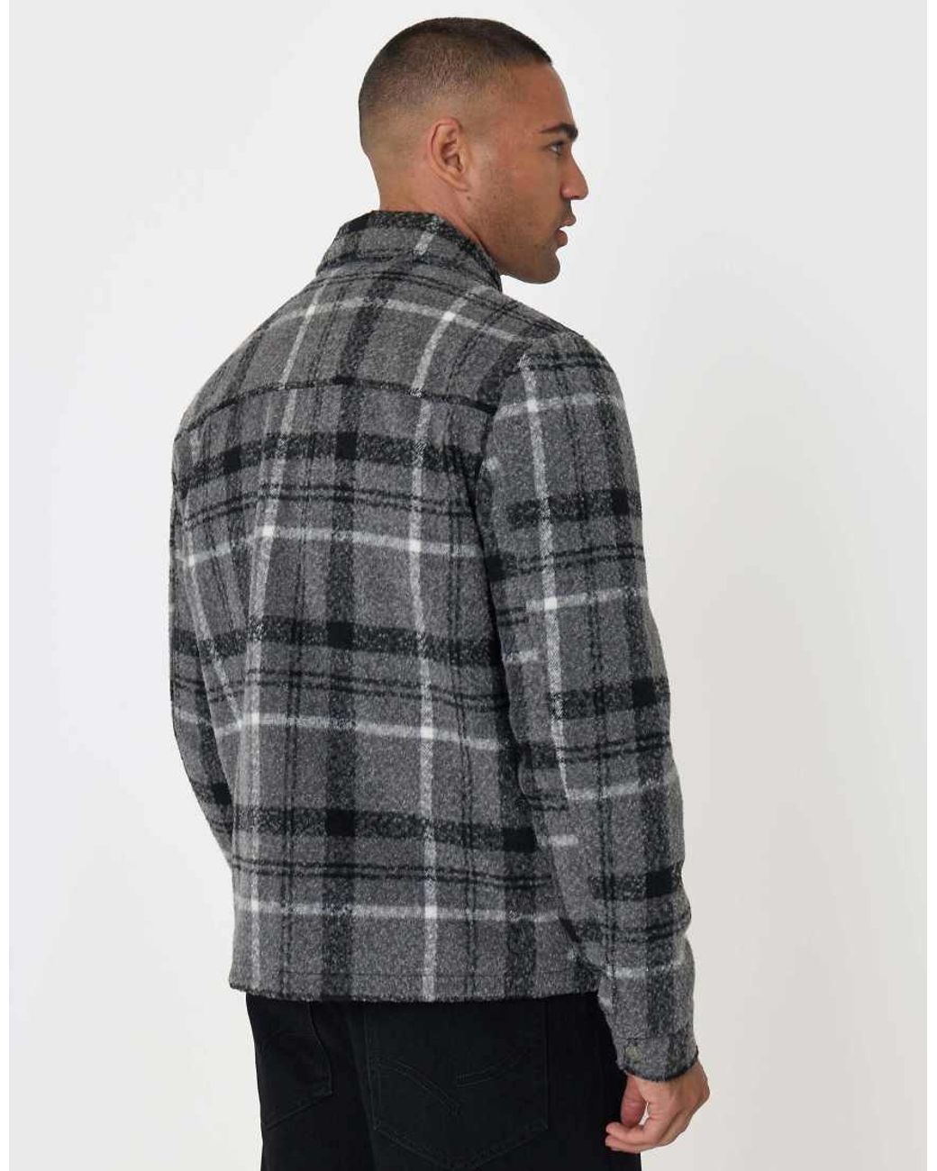 Threadbare Gray Faux Wool Collared Jacket for men