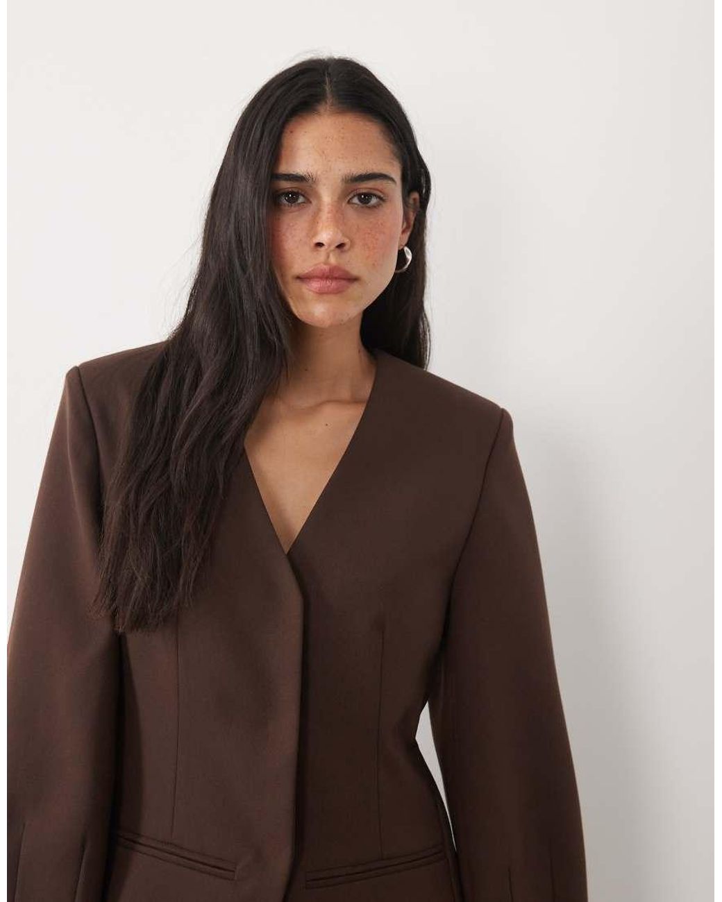 4th & Reckless Brown Cocoon Sleeve Fitted Waist Blazer