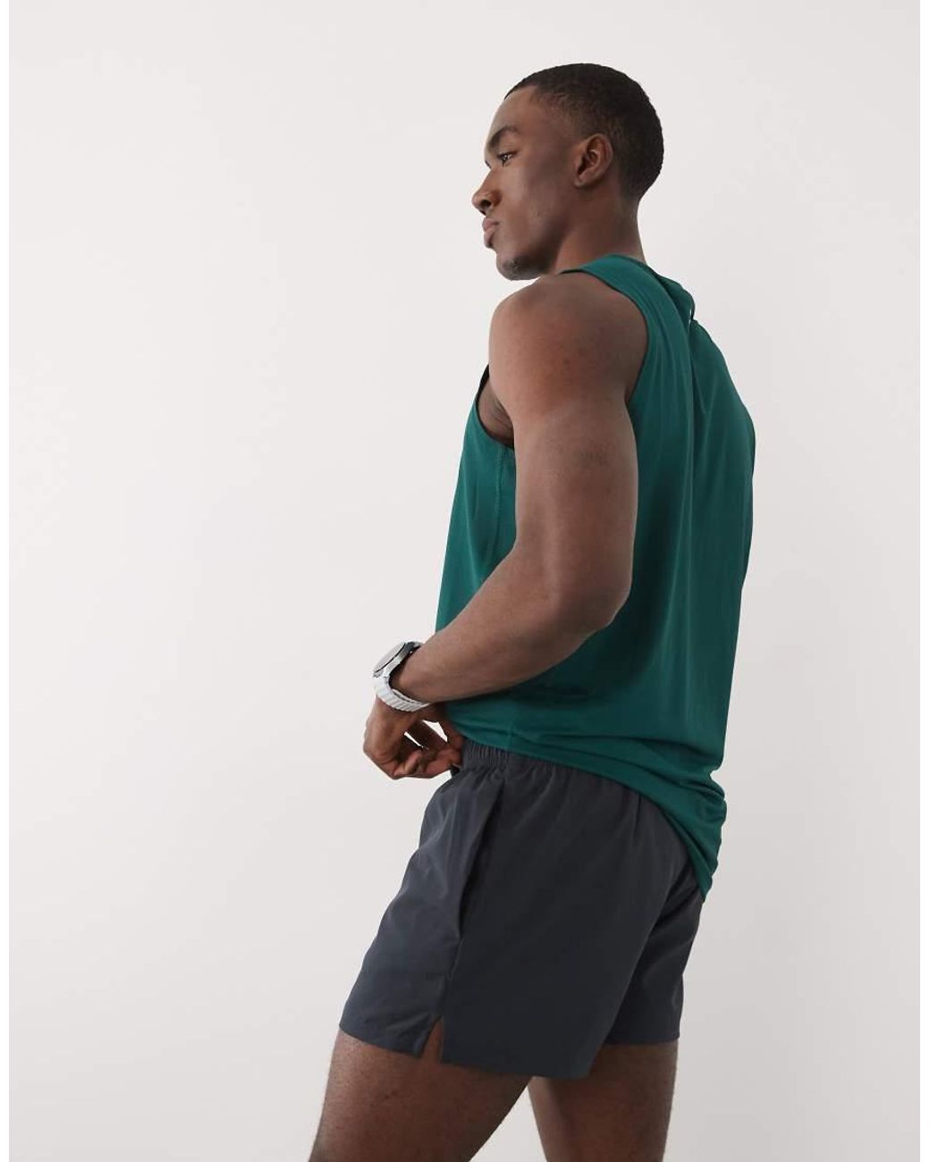 4505 Gray Icon 8cm Quick Dry Running Shorts With Back Phone Pocket for men