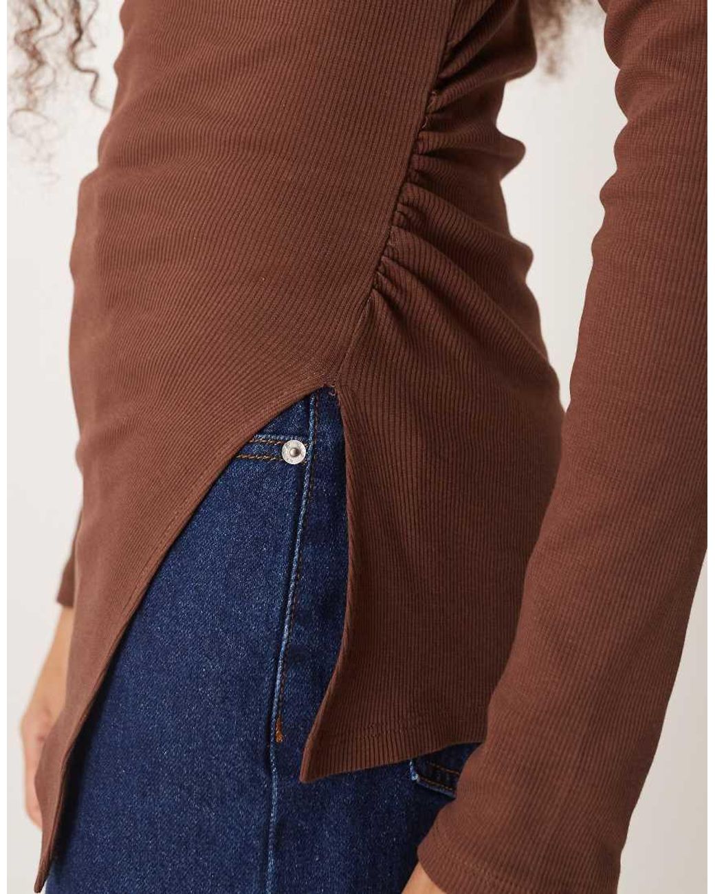 ASOS Brown Cinched Long Sleeve T-shirt