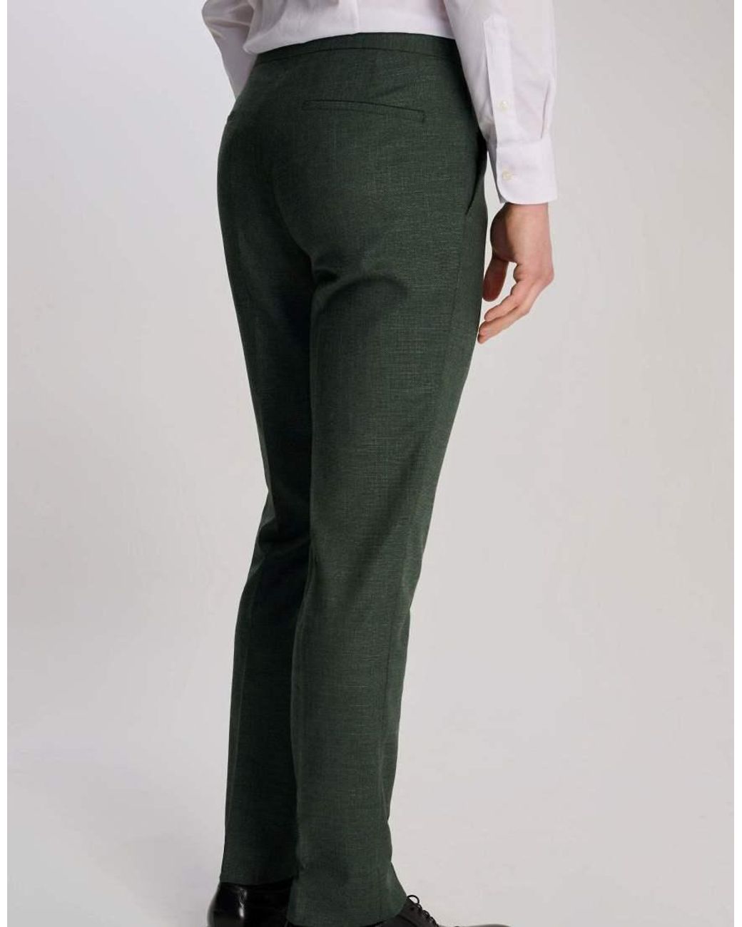 Harry Brown Green Sandro Slim Fit Linen Look Suit Trousers for men