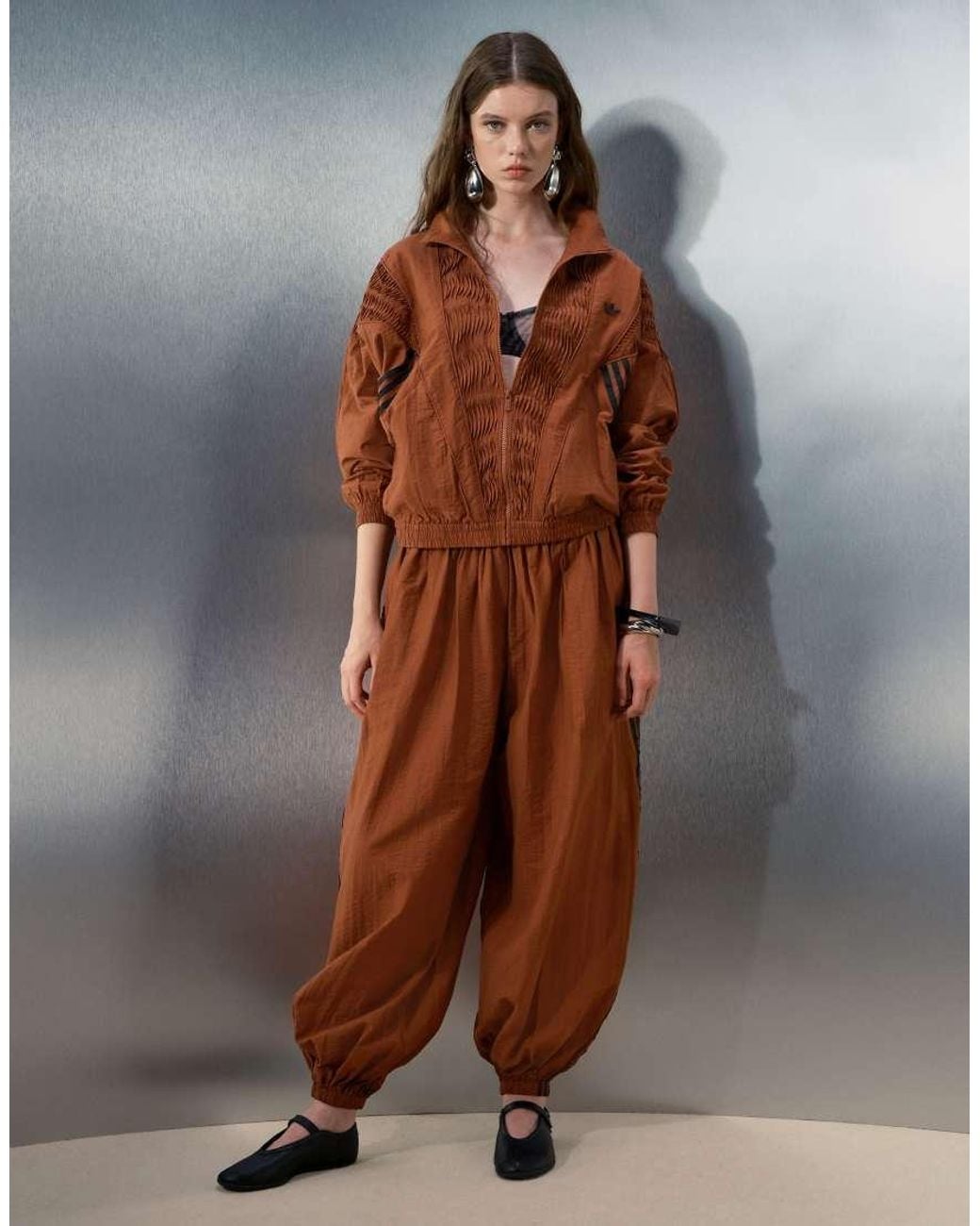 adidas Originals x ASOS Brown Track Jacket With Pleated Panels