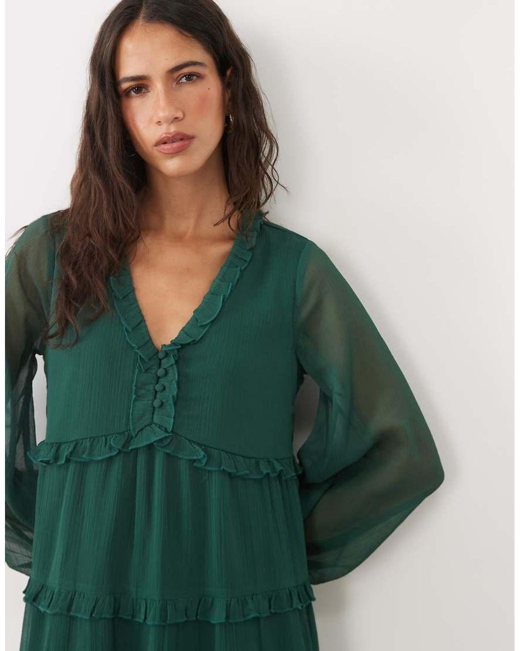 Wednesday's Girl Green Tiered Smock Dress