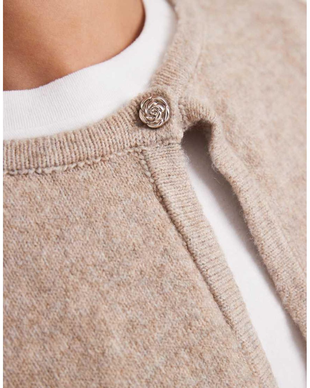 Pieces Natural Single Button Knitted Cardigan Co-Ord