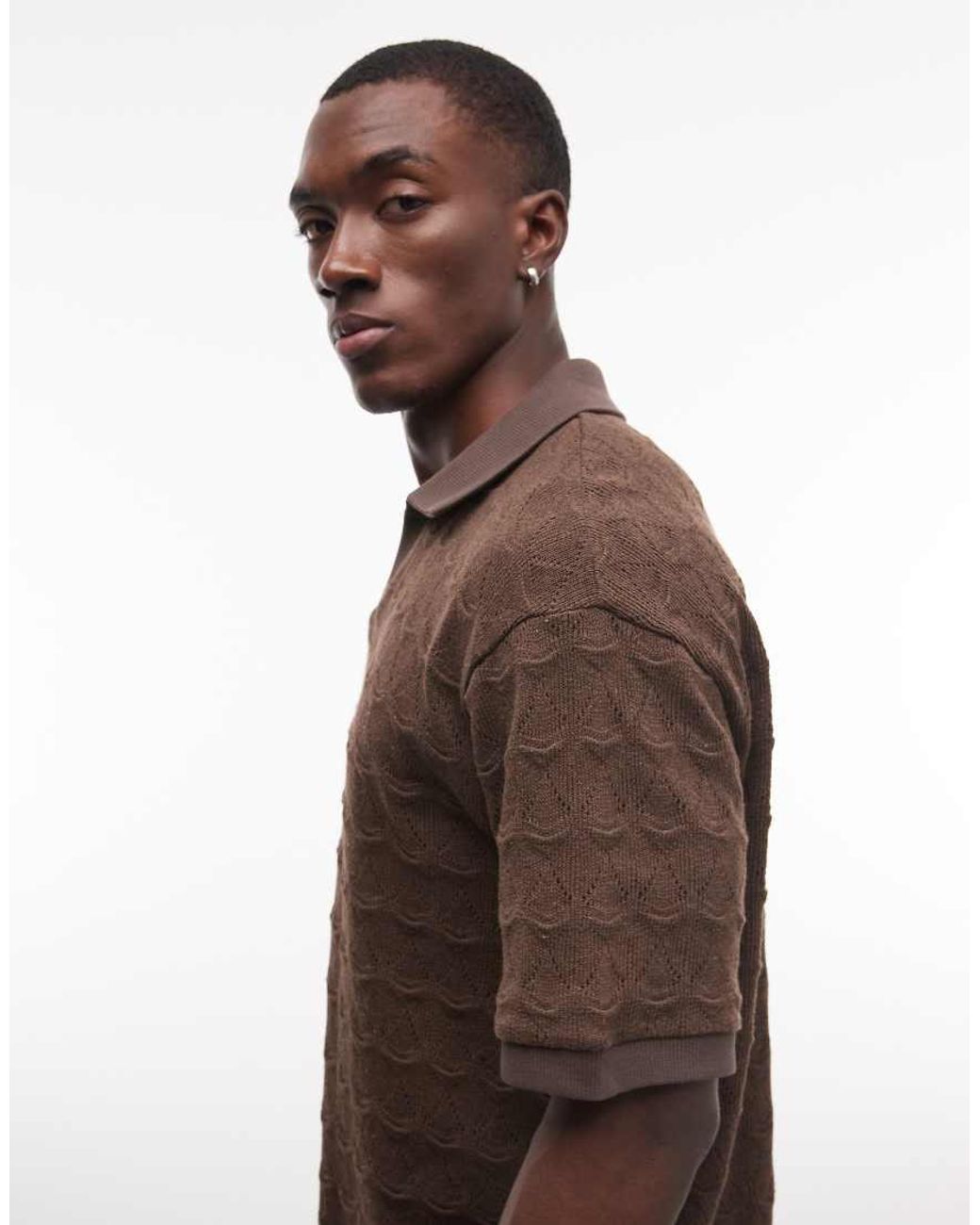 ASOS Brown Heavyweight Boxy Oversized Relaxed Polo for men