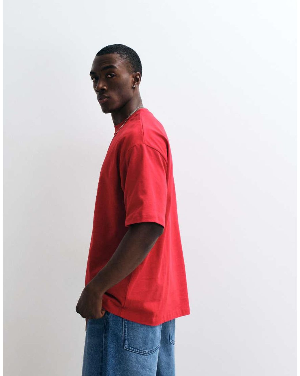 ASOS Red Heavyweight Oversized T-shirt for men