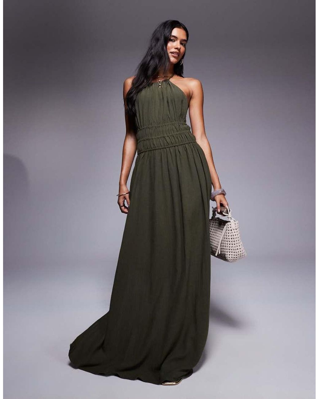 River Island Gray Halterneck Maxi Dress