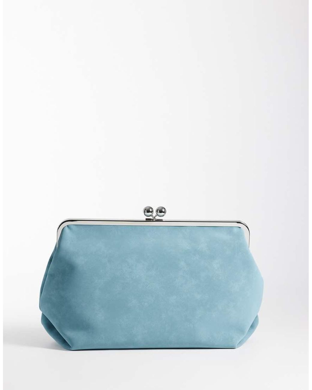 ASOS Blue Velvet Touch Oversized Frame Clutch Bag