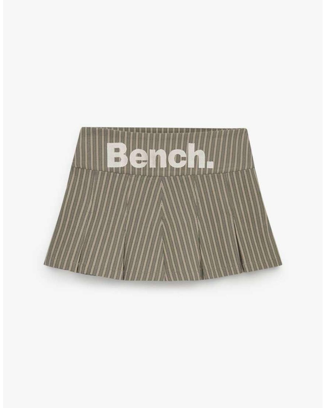 Bench x Superdry & Co White Logo Pleated Stripe Mini Skirt