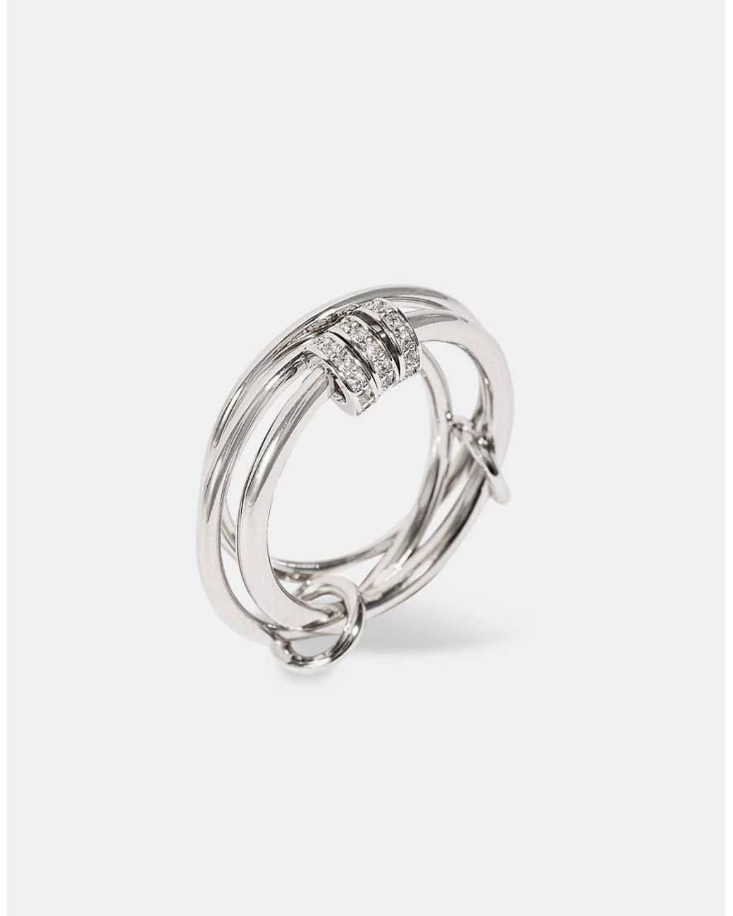CERNUCCI Brown Triple Row Multi Link Polished & Iced Ring- 8Mm