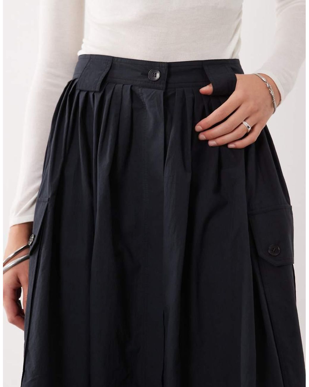 ARKET White Utility Midi Skirt