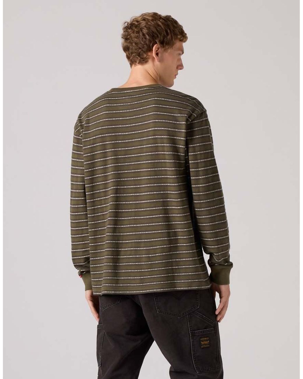 Levi's Gray Long Sleeve Authentic Striped Graphic Tee for men