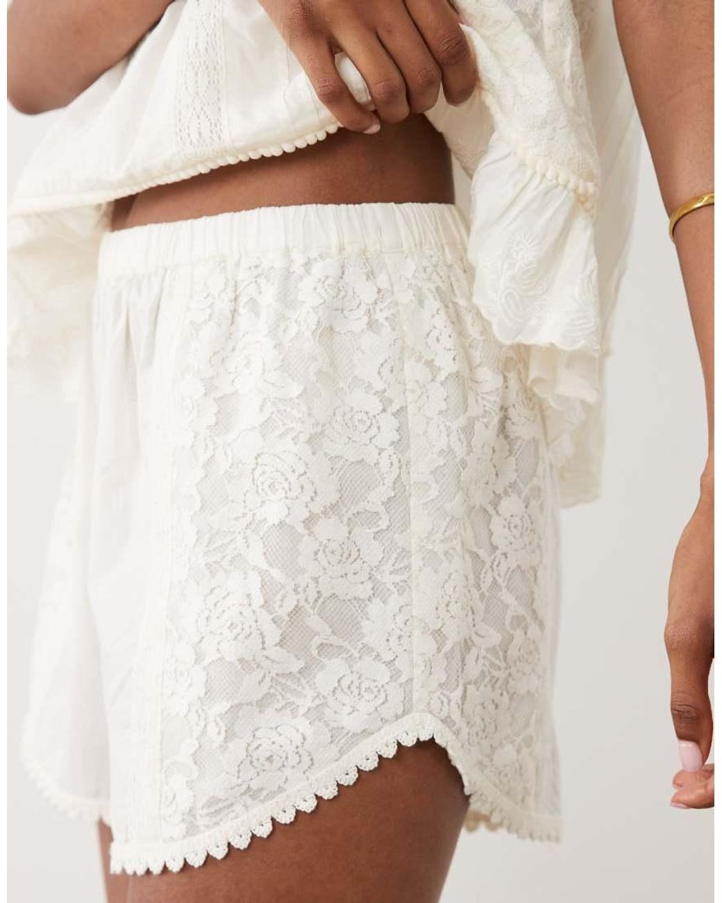 Miss Selfridge Natural Embroidered Shorts Co-ord