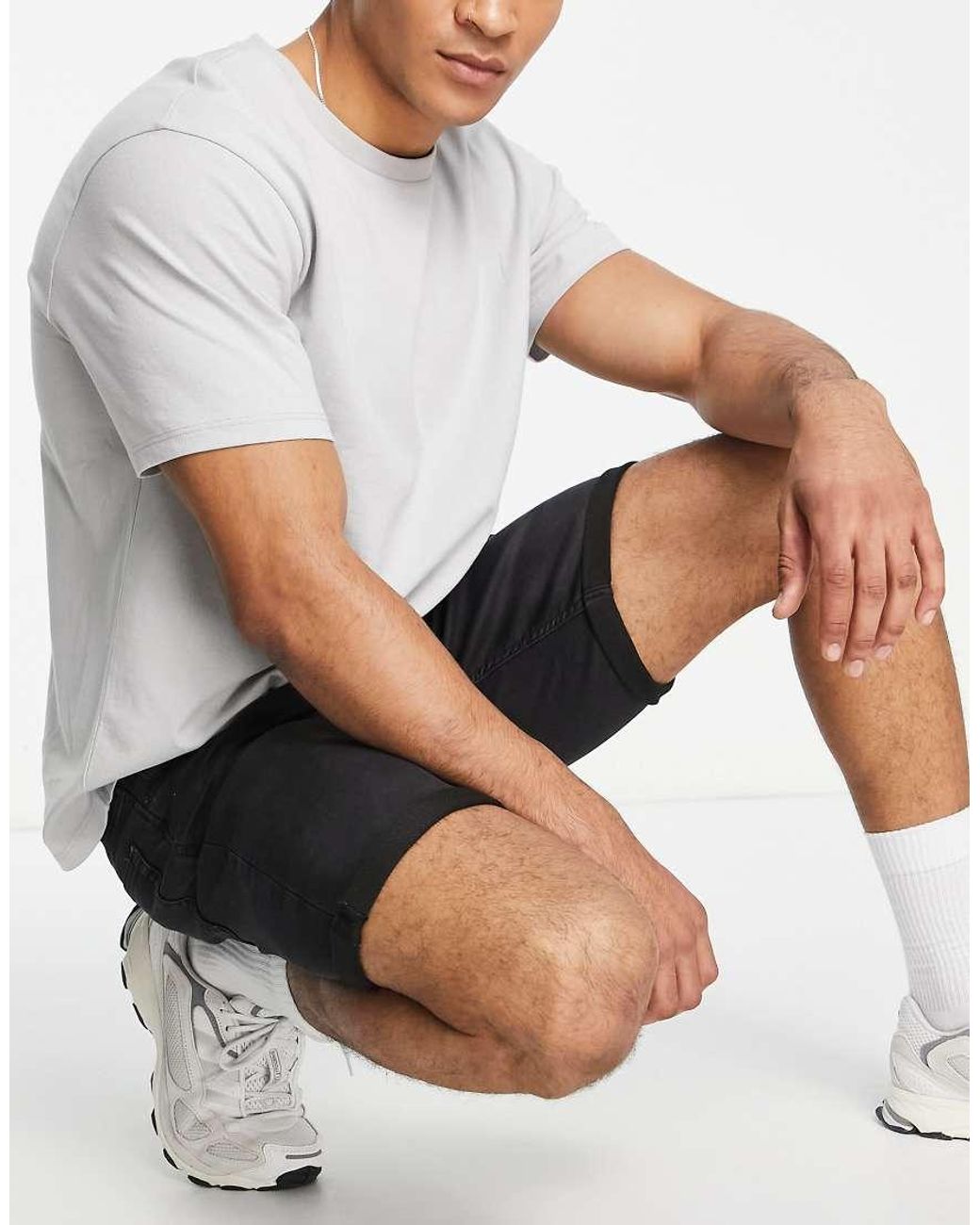 Only & Sons Black Jog Denim Shorts for men