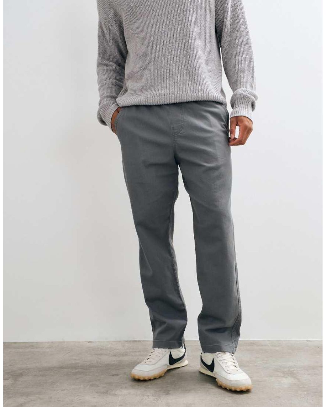 Hollister Gray Loose Fit Pull On Trousers for men
