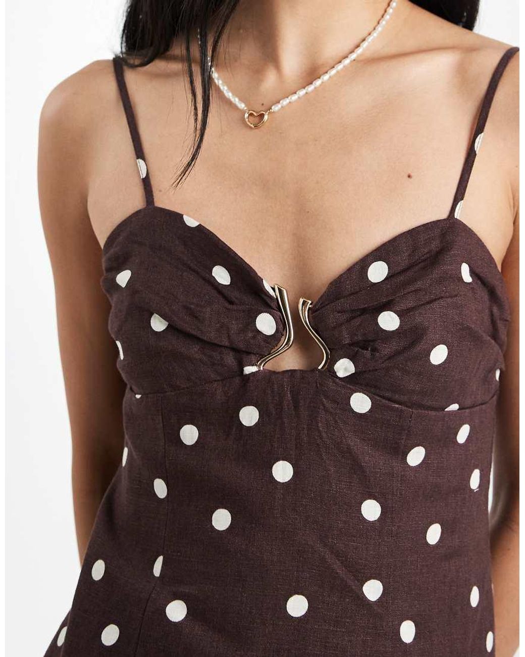 Cotton On White Ruched Bust Linen Mini Dress