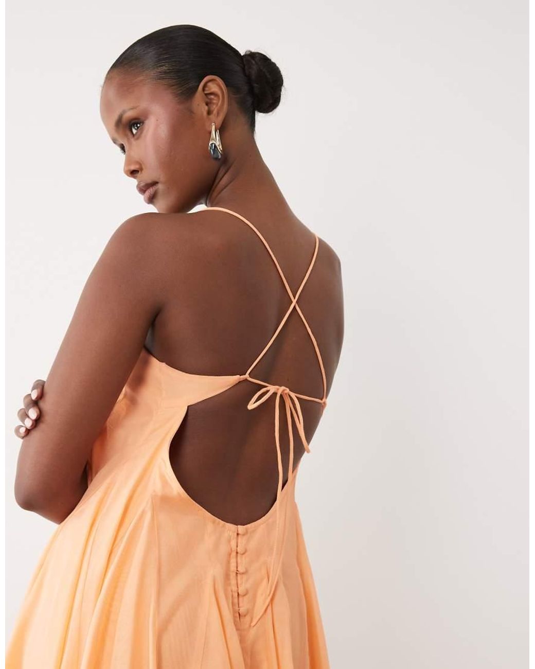 ASOS Brown Premium Tiered Cami Maxi Dress With Godet Full Hem Skirt